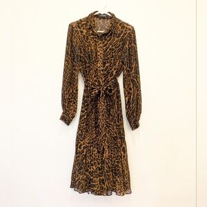 Ralph Lauren Brown and Black Animal Print Long Sleeve Dress